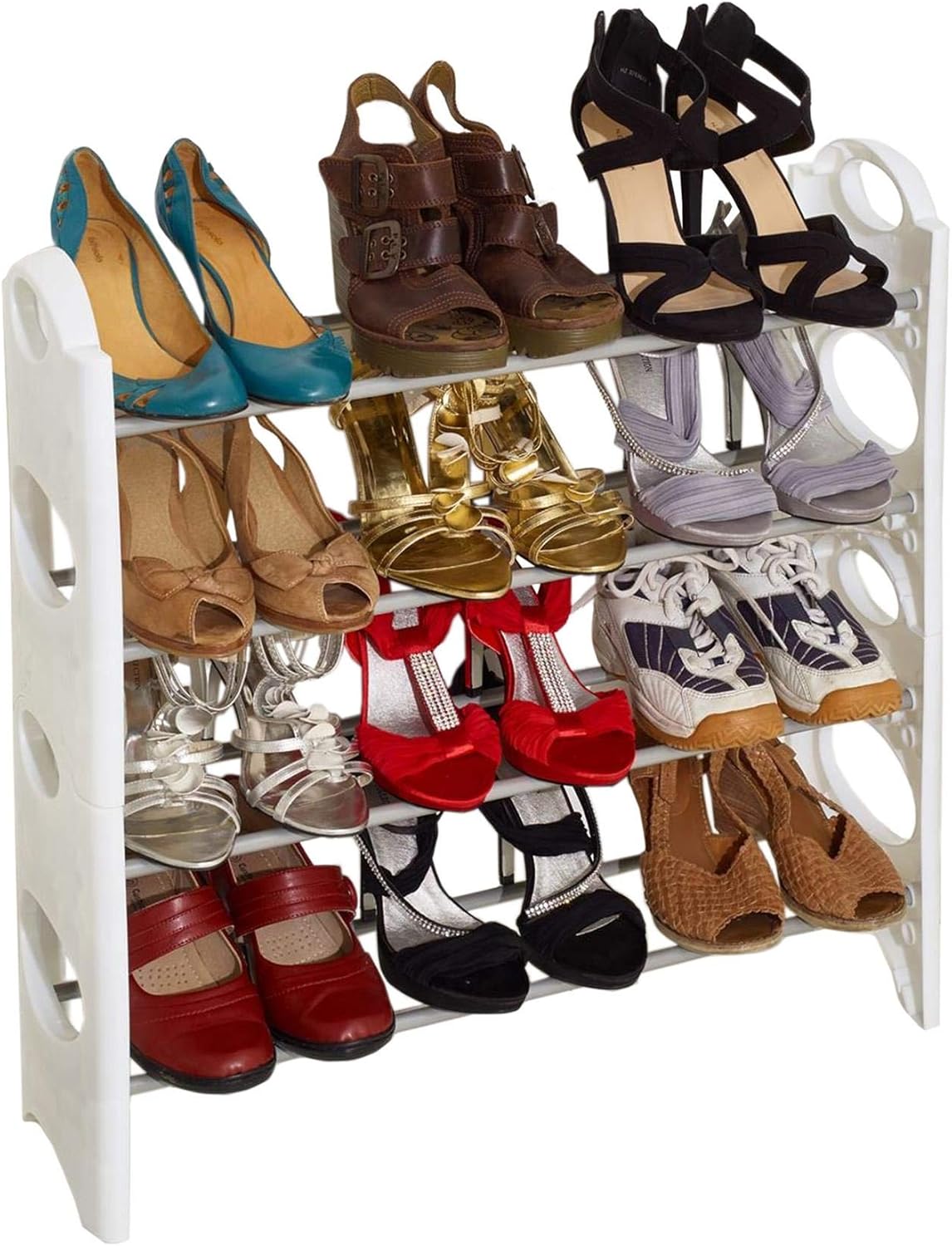 free standing shoe rack on Vinsani 4 Tier Free Standing Shoe Rack Stand Storage Organiser Shelf Home Furniture White Home Kitchen Furniture