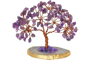 NARIBABU Amethyst Crystal Tree - Rock Tree - Feng Shui Crystals and Stones - Gemstone Bonsai Tree - Chakra Tree of Life - Meditation Decor - Gifts for Spiritual People