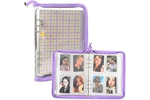 NEFFLIWE 4-Pocket Kpop Photocard Holder Book with 30Pcs Inner Pages 6 Ring A5 Photocard Binder Card Collect Book Hold Up to 240 Cards (Purple)