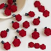Red Mini Rose Hair Clip for Women Girls Flower Hair Barrettes Headpiece Vintage Hairpin Accessories Valentine Birthday Party Wedding Mother's Day Hair Decorations