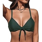 CUPSHE Womens Bikini Top Swimsuit Bandeau Top Back Tie with Removable Shoulder Straps