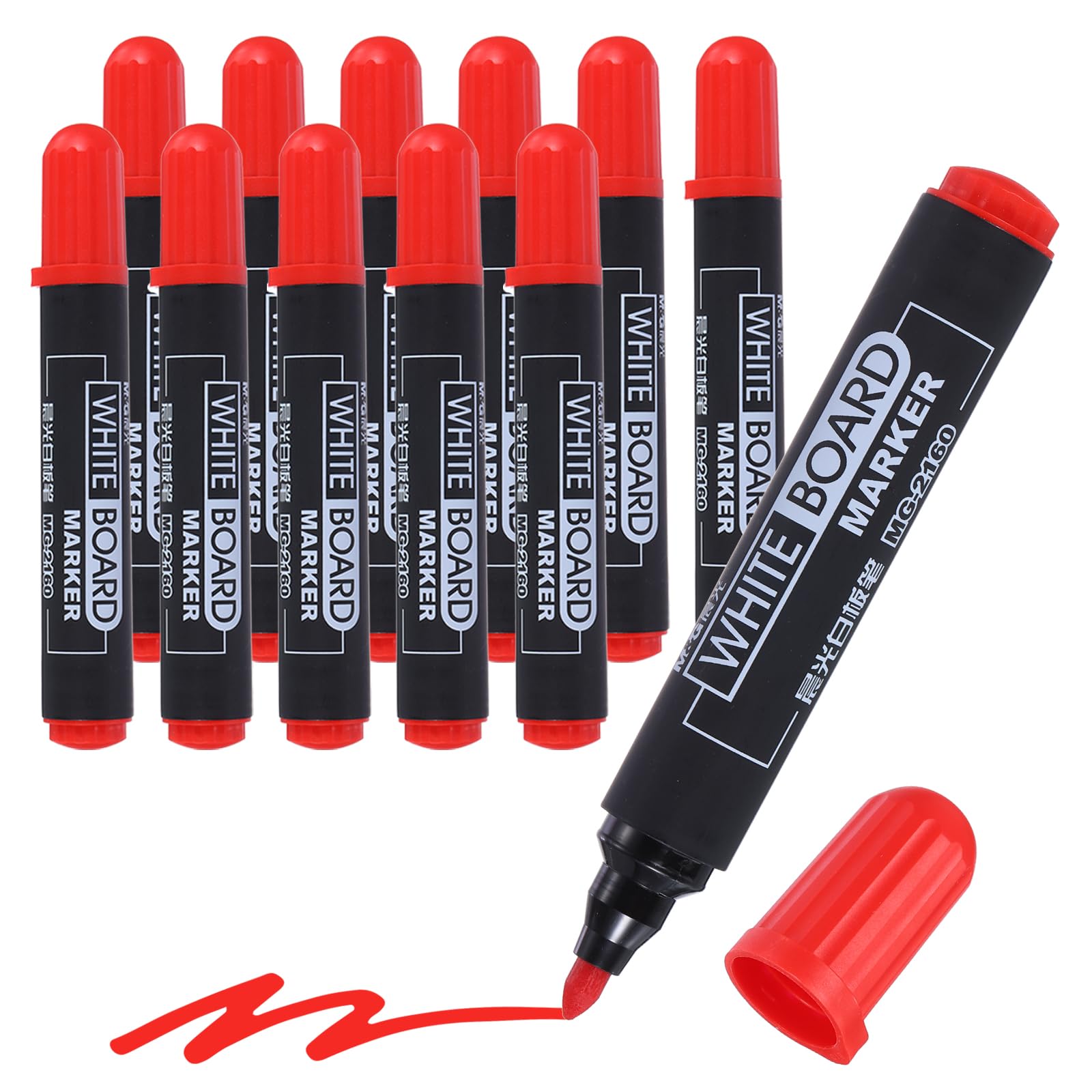 M&G Dry Erase Markers, 12 Pack Quick-Drying White Board Markers Low Odor Whiteboard Marker Fine Tip Marking Pens for Classroom Office Meeting Home, Red