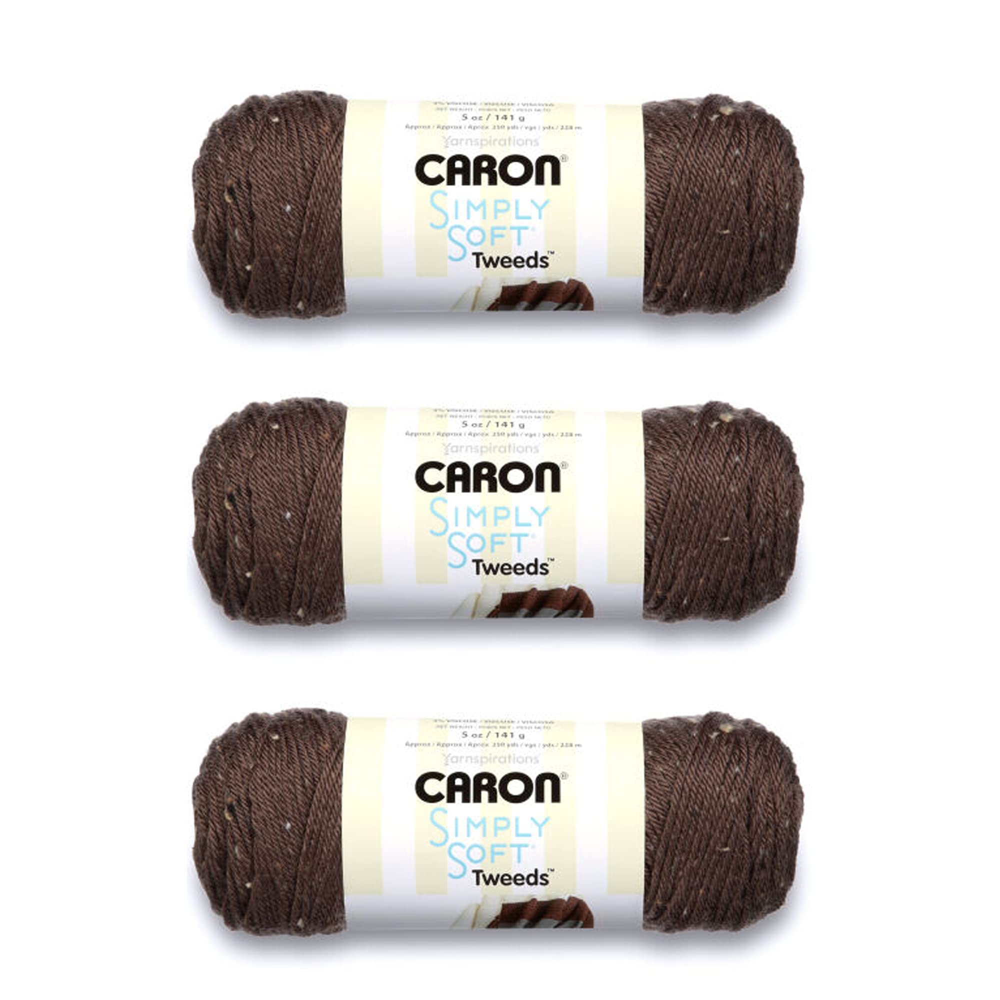 Caron Simply Soft Taupe Tweeds Yarn - 3 Pack of 141g/5oz - Acrylic - 4 Medium (Worsted) - 250 Yards - Knitting/Crochet — image 1