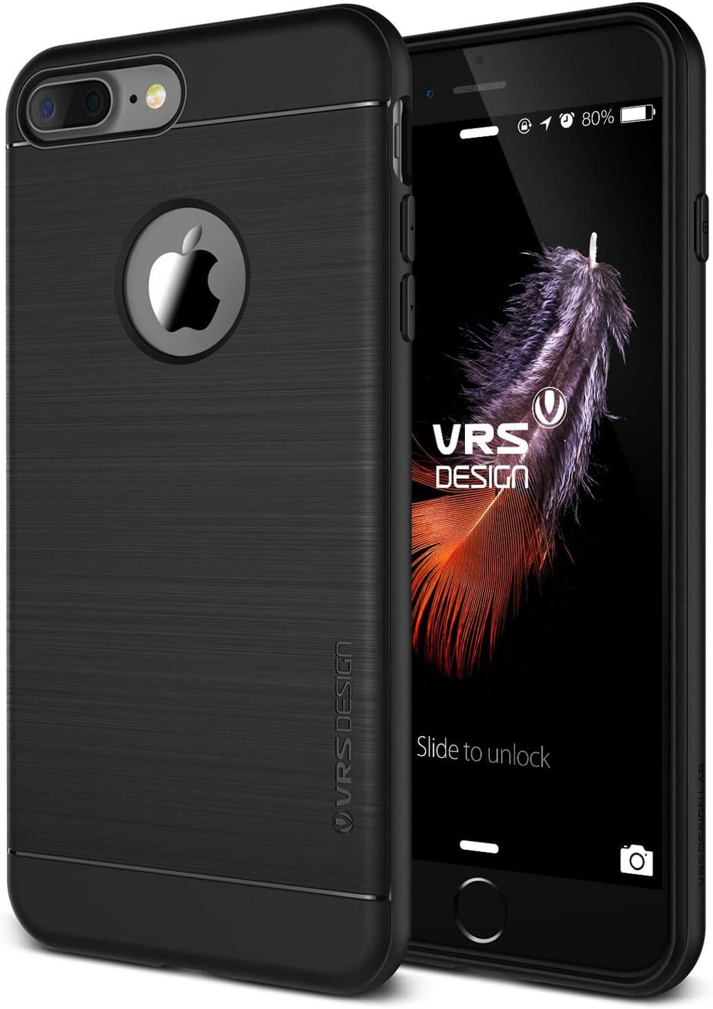 VRS DESIGN iPhone 8 Plus / 7 Plus Case, [Simpli Fit Series] Slim Fit Lightweight Shock Resistant TPU Cover for Apple iPhone 7 Plus - Phantom Black
