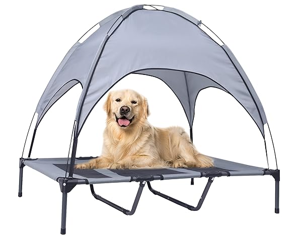 OUTDOOR XLARGE ELEVATED DOG BED WITH CANOPY- DURABLE...