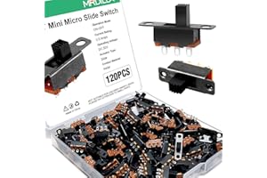 MRDILLA 120 Pcs SPDT Micro Slide Switch 3 Pin 2 Position,Small 5mm Vertical Toggle Switch 1P2T,Black Mini On-Off Switch Available for Electronic Projects, Arduino Switches