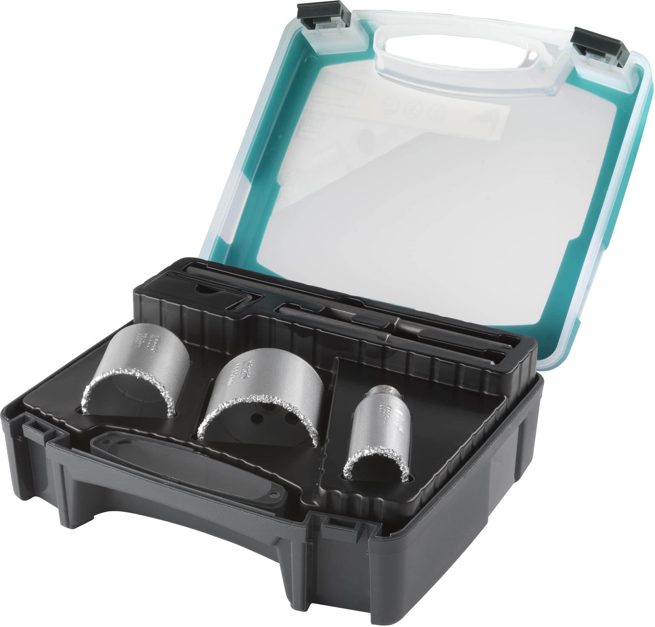 wolfcraft Annular Bit Insert Set, Tungsten Carbide Coated, Ø 33–68 mm, 5 Pcs. I 1003000 I for Brick Walls and Stone, Ø 33, 53 and 68 mm, Cutting Depth 55 mm