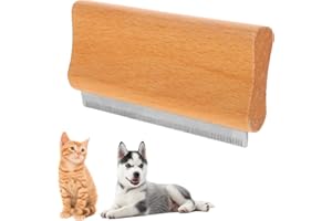 DEEUCHIS Wooden Deshedding Brush for Dogs, Cats & Horses, Deshedding Grooming Tool Curry Comb Pet Hair Removal Tool, Deshedding Dog Brush Combs for All Hair Types (4.33 Inch)