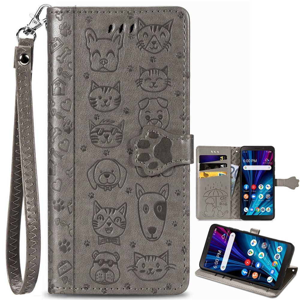 BAILI Animal Wallet Case for Sony Xperia 10 VI, Leather Folio Cover Lovely Cat Dog Magnetic Closure Cartoon Design, Wallet Cover for Sony Xperia 10 VI-003