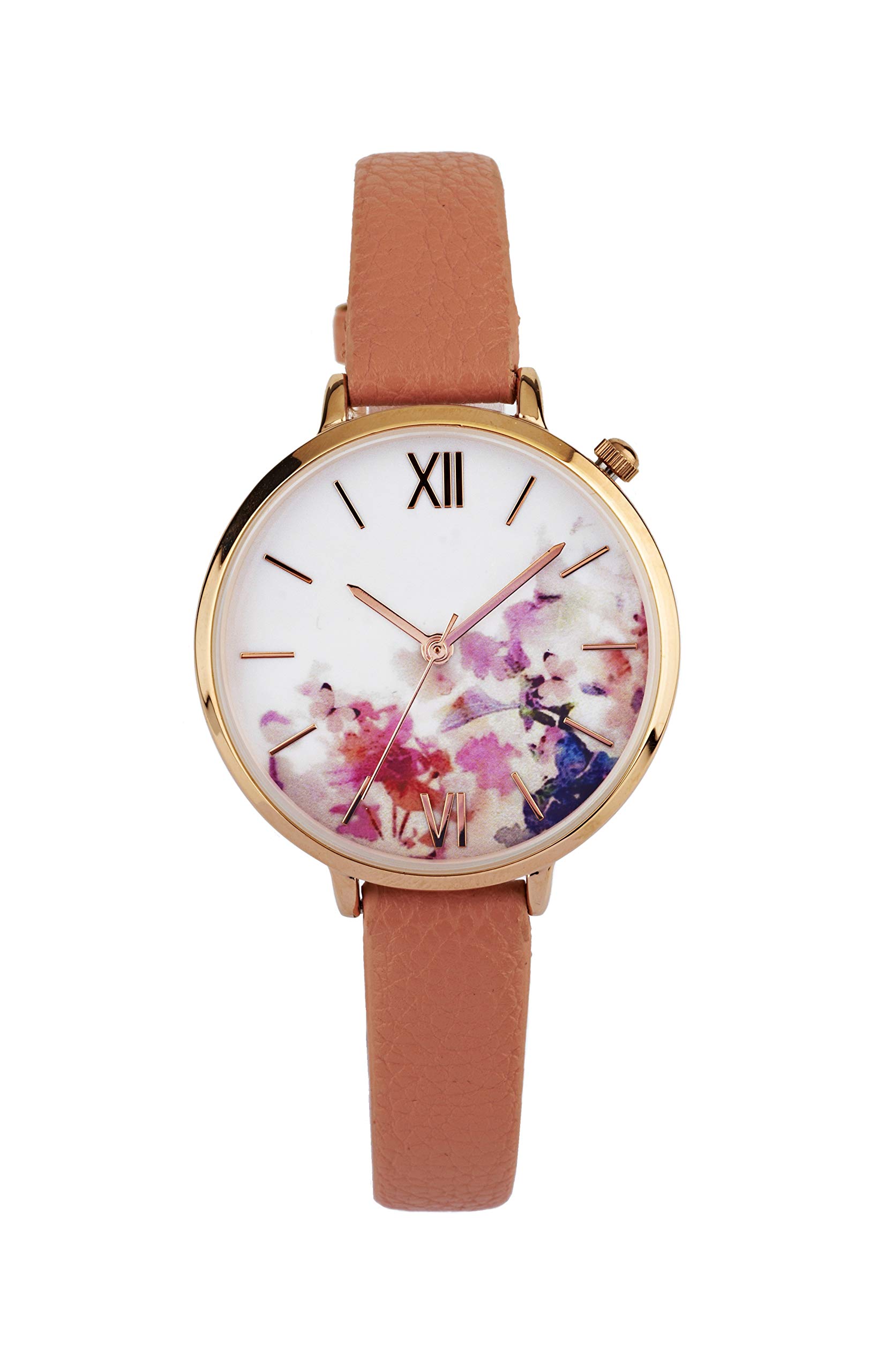 Eton Fashion Watch, Floral Print Dial, Blush Faux Leather - 3292L-RMBL