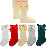 MKYSZLT Baby Girls Knee High Socks Newborn Infant Toddler Non Slip Long Ruffle Frilly Stockings Cotton Bow Tall Tube Sock