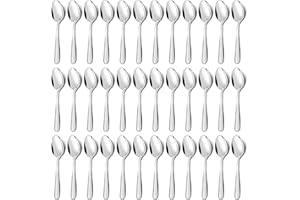 Unokit 36-Piece Silverware Set (6.7 inch), Stainless Steel Dinner and Dessert Spoons, Tablespoons - Mirror Polished, Dishwash