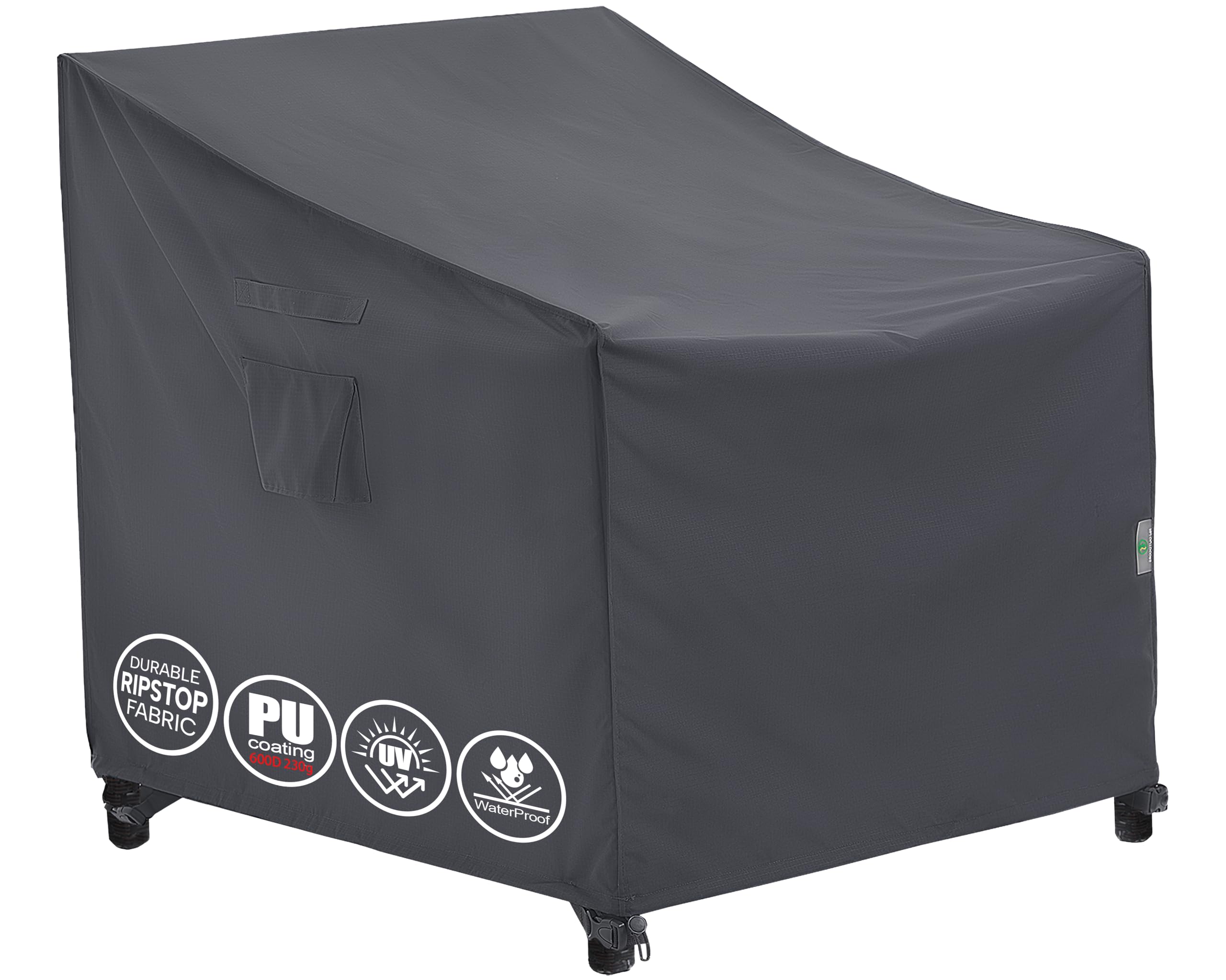 F&J Outdoors Garden Chair Covers Waterproof UV Resistant Windproof Heavy Duty Durable Outdoor Chair Covers Rocking Chair Dining Chair Cover, Grey, 89x99x66/91cm