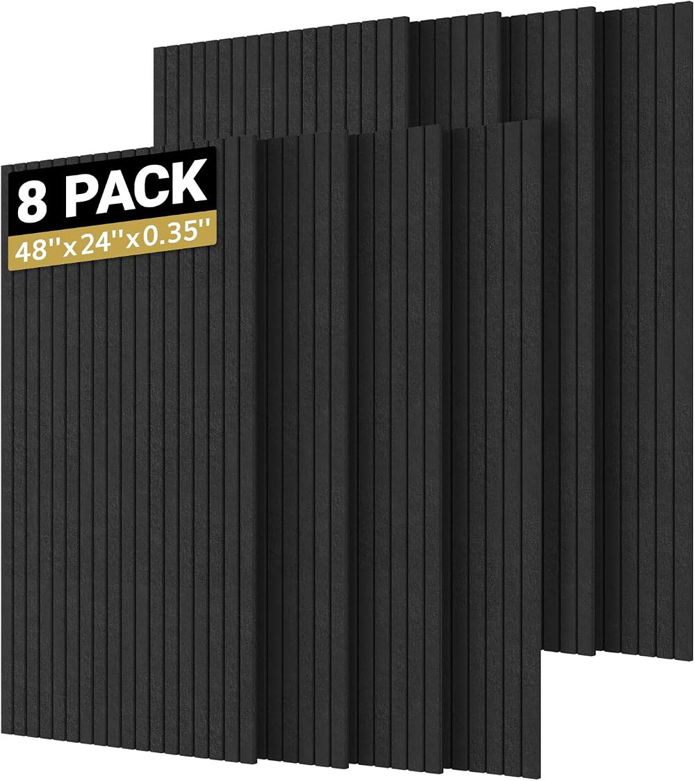 TONOR 8 Pack Large Acoustic Panels 47.2 x 23.6 x 0.35 in Self-Adhesive Black