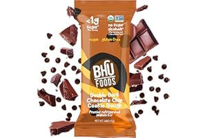 BHU FIT Bhu Foods Keto Bars | Organic Low Carb Protein Bars | Only 1g Sugar | Gluten Free, Vegan Bars | Healthy Keto Snacks for Adults | Double Dark Chocolate Chip Cookie Dough (Pack of 8)