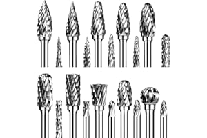 SEMDERM Carbide Burr Set, Die Grinder Bits, 20 Pcs 1/8" Shank Double Cut Tungsten Carbide Rotary Burrs Set Compatible with Dremel for Metal Carving Wood Working Engraving Polishing