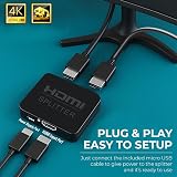 GLOBAL TECH HDMI Splitter 1 in 2 Out 4K Mirror Only Dual Display view 3