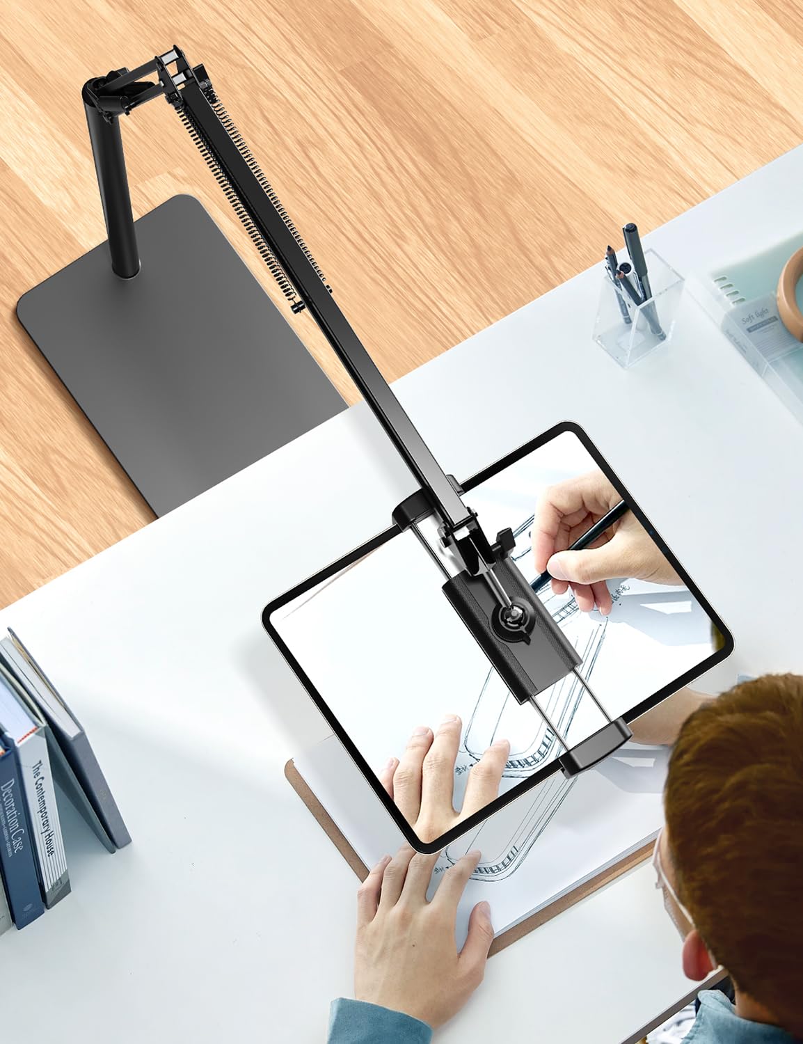 Tablet Floor Stand with 4.2LB Base,Overhead Bed Phone Stand Angle Height Adjustable Tablet Holder Bed,Phone Stand for iPad/iPhoneX/iPad Pro Air Mini, Samsung Tab,E-Readers…