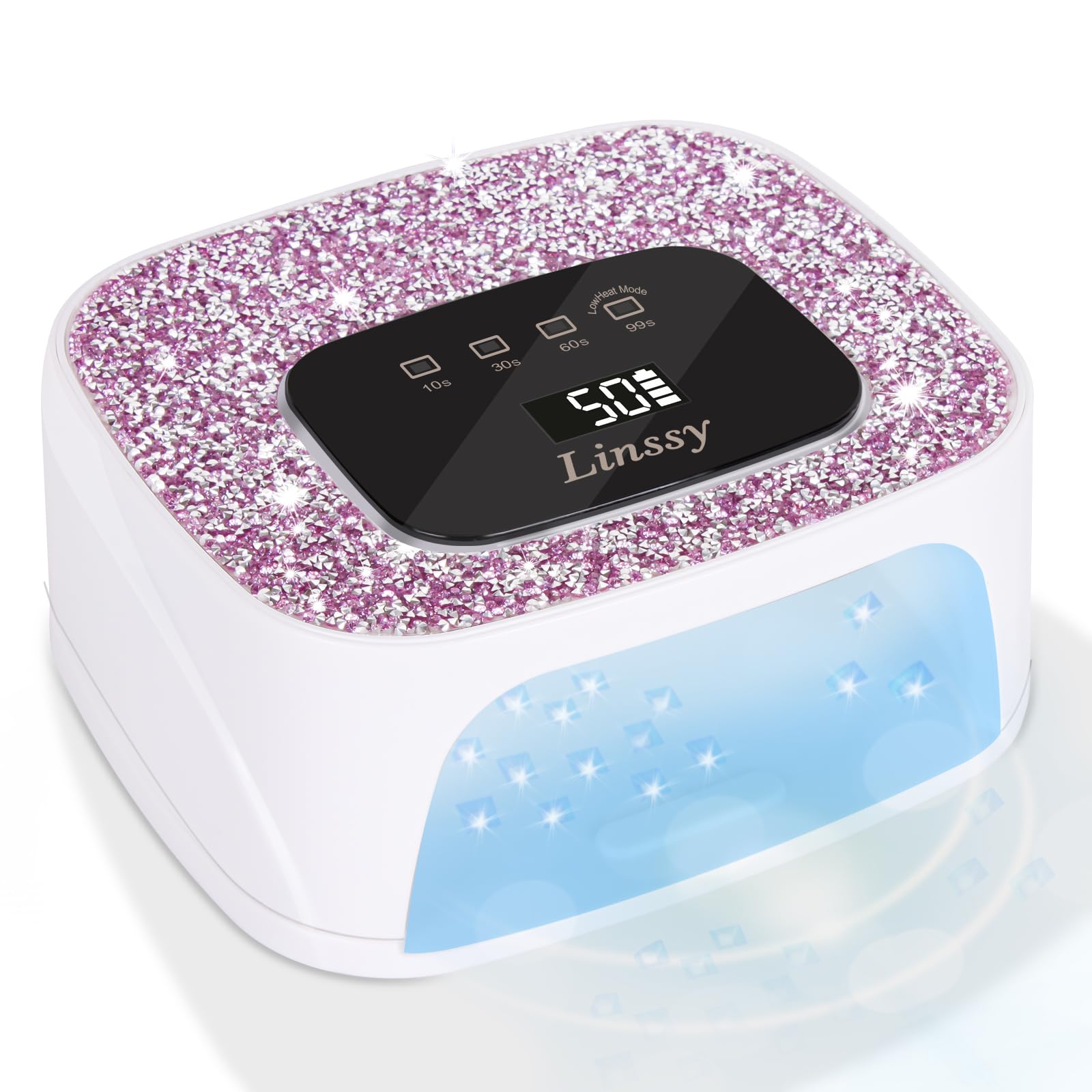 Photo 1 of Linssy Rechargeable UV/LED Nail Lamp with Auto Sensor, Portable Cordless Gel Nail Dryer Light 4 Timings & Diamond LCD Screen, UV Light for Gel Nails at Home Salon