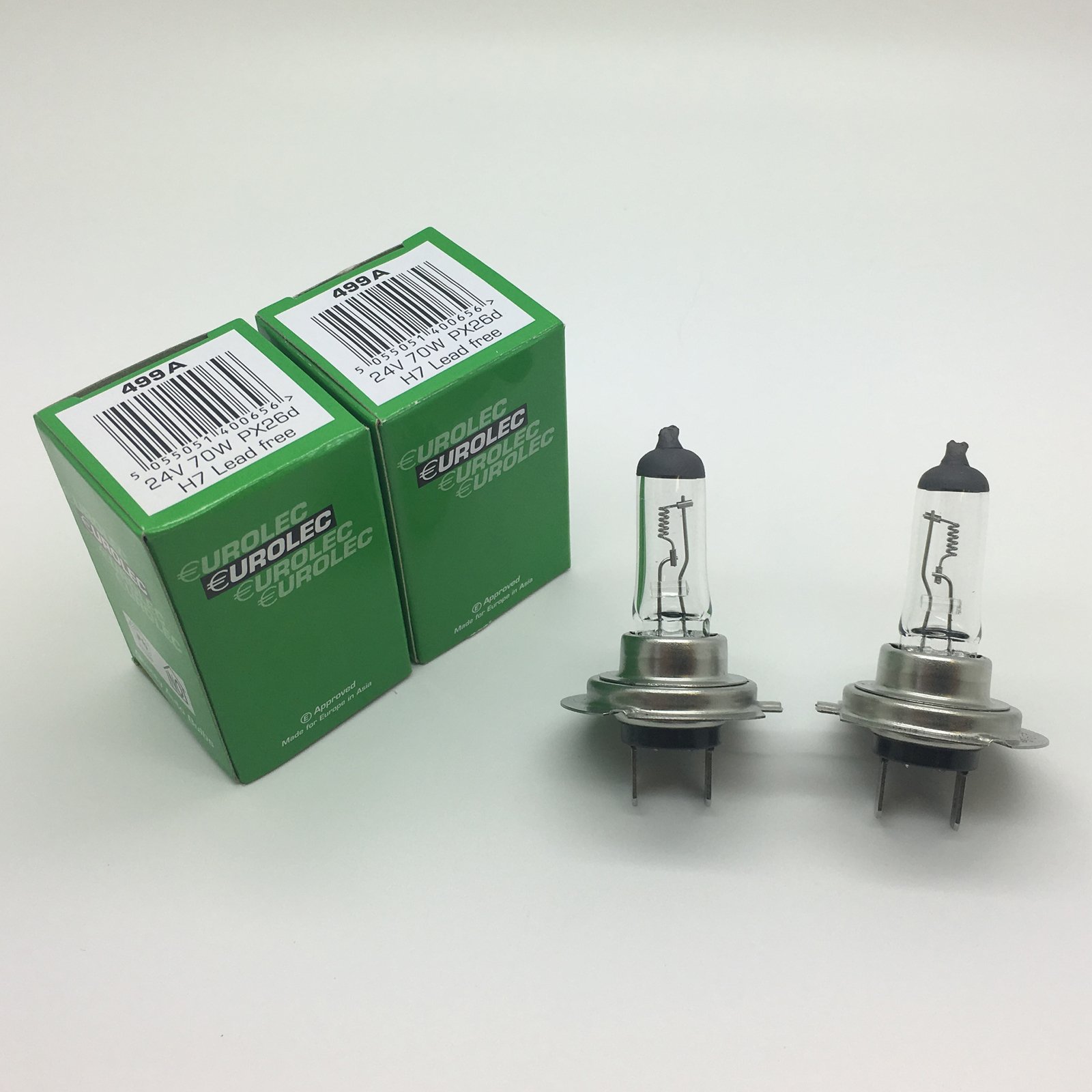 2 x Eurolec H7 499A Halogen Headlamp Headlight Truck Lorry Bulb 24v 70w PX26d