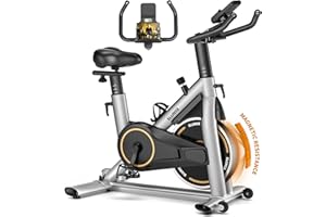 SLUNSE Exercise Bike, Adjustable Magnetic Resistance Brake Stationary Bikes for Home, Quiet Indoor Cycling Bike with Upgraded Seat Cushion, Digital Monitor & Phone Mount, 350lbs Weight Capacity