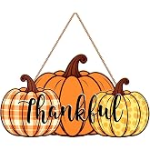 Thanksgiving Pumpkin Door Sign, Wooden Wreath for Front Door Sign, Fall Pumpkin Harvest Sign Decorations Hanging for Home Wall Halloween Party Indoor Outdoor Supplies