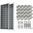 Bundle of Renogy 2PCS Solar Panels 100 Watt 12 Volt High-Efficiency Monocrystalline + Renogy 4 Sets of Solar Panel Mounting Z Brackets