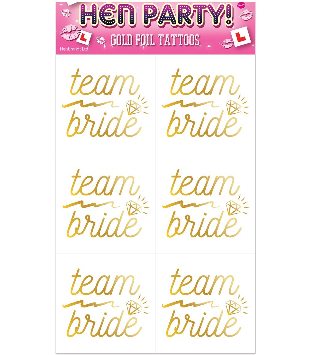 Henbrandt Team Bride Gold Foil Temporary Tattoos for Hen Do Bachelorette Party Accessories Bridesmaid Gift Bags Bride to Be Decorations Adult Tattoo Transfers