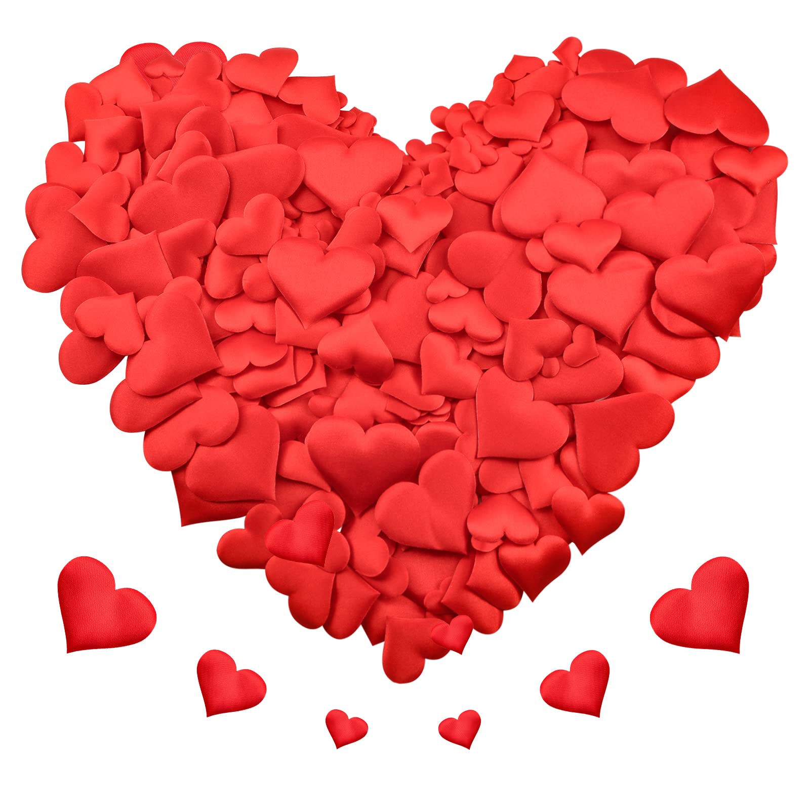 CRAFFANCY Red Heart Confetti Fabric, 350Pcs Heart Sponge Petals Decoration Valentine Heart Confetti Sponge Table Scatter for Dating Wedding Festival, Multiple Sizes