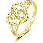 RLMOON Gold Initial Rings for Women Non Tarnish 14K Gold Plated Vintage Heart Thumb Rings Personalized Carved Letter Statement Stackable Rings Size 6-10 Jewelry Gifts