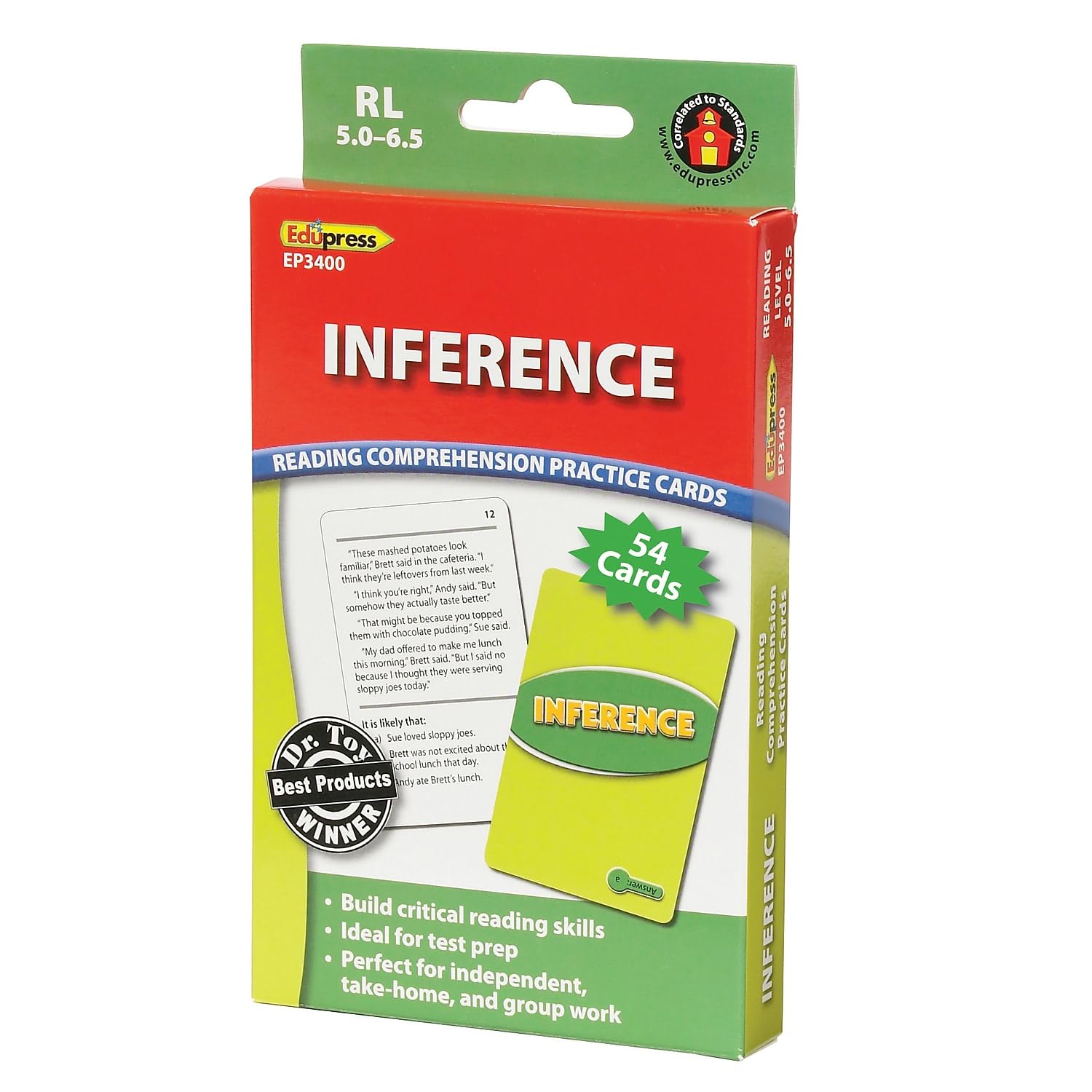 Edupress Reading Comprehension Practice Cards, Inference, Green Level (EP63400) Medium — image 1