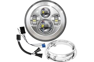 AVOUZ 7 Inch Motorcycle LED Headlight w/DRL White Halo DOT Kit for Harley Davidson Road King Switchback Electra Glide Ultra Limited Street Glide Fat Boy CVO Tri Glide Softail Deluxe Heritage Softail Triumph