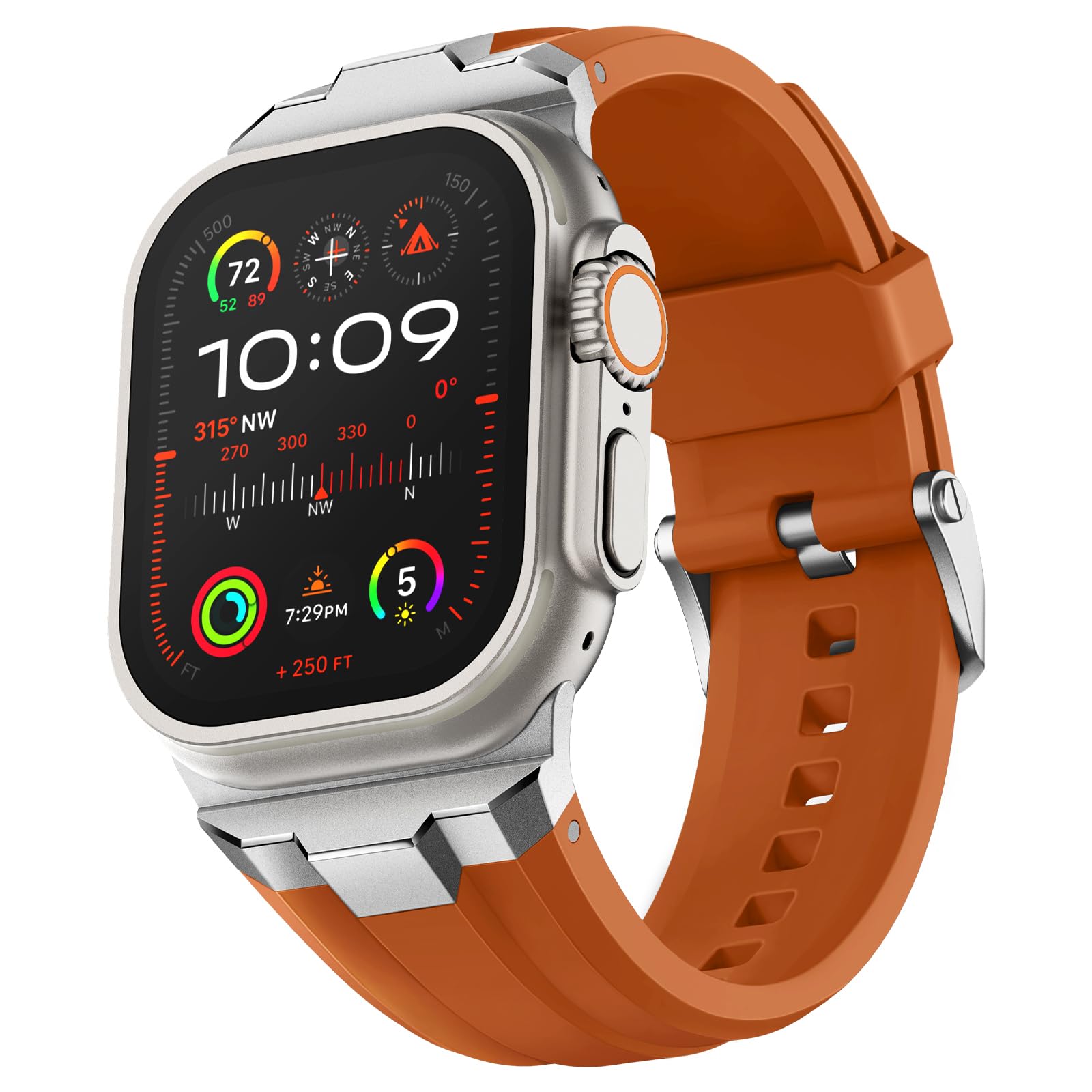 Suitisbest Rugged Sport Strap for Apple Watch Straps 49mm 46mm 45mm 44mm, Silicone Strap Band with 316L Stainless Steel Connectors for iWatch Series 11 10 9 8 7 6 5 4 3 2 1 Ultra3 2 1 SE3