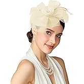 Clastere Fascinators Hats for Women - Tea Party Kentucky Fascinator Derby Pillbox Hat Flower Tulle Headband with Hair Clip