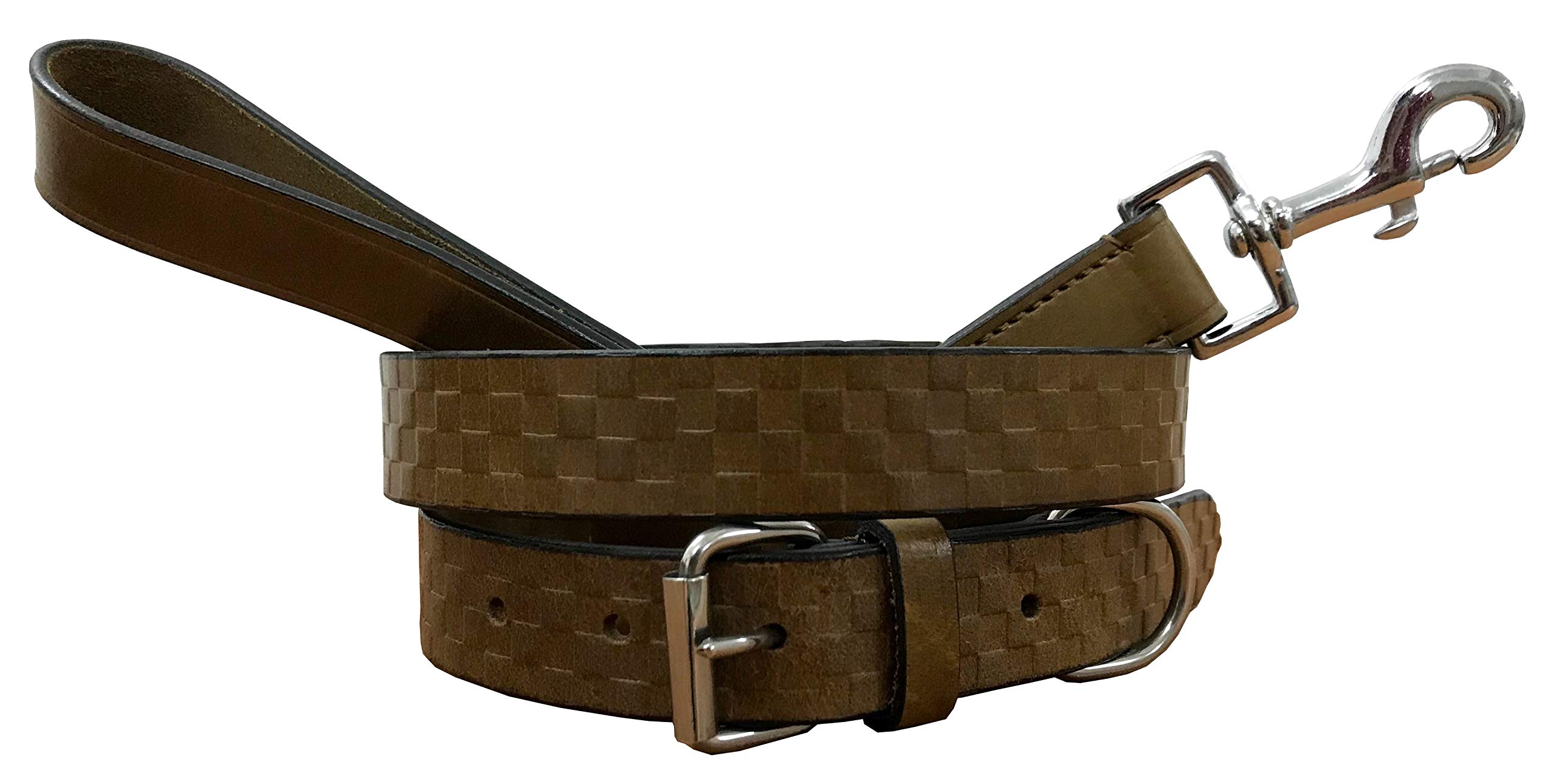 BRADLEY CROMPTON Genuine Leather Matching Pair Dog Collar and Lead Set L