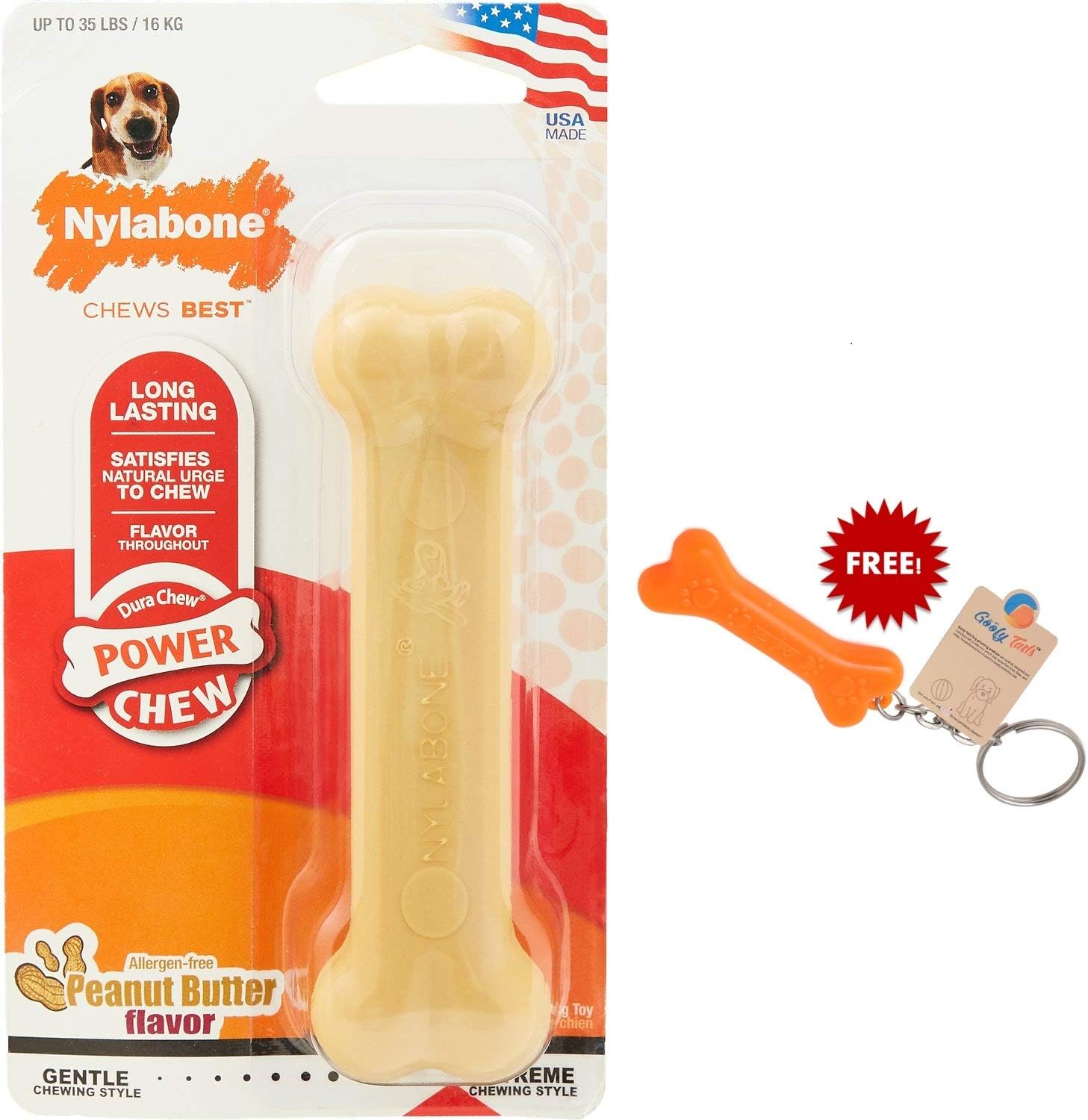 DuraChew Peanut Butter Flavored Dog Chew Toy (Medium) with Free Keychain (Medium)