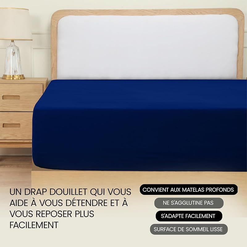 Drap Housse - Bleu Royal, 180 x 200 cm