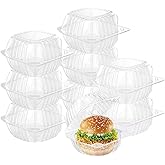 BallHull 100 Pcs Clear Thickening Plastic Hinged Take Out Containers Disposable Clamshell Food Cake Containers with Lids 5.8 x 5.8 x 3.2 inch for Dessert, Cakes, Cookies, Salads, Pasta, Sandwiches