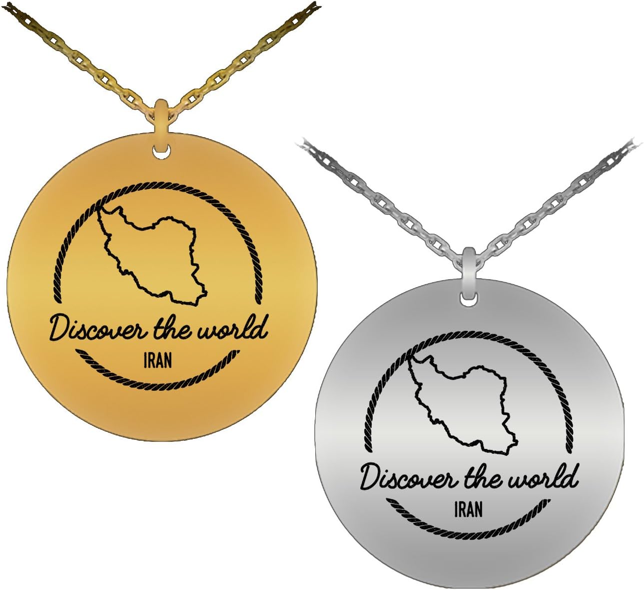 Patriotic & Symbolic Iran Map Laser-Engraved Pendant Necklace