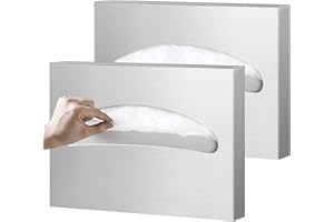 GORLARY 2 Packs Toilet Seat Cover Dispenser Wall Mounted SUS 304 Stainless Steel Brushed