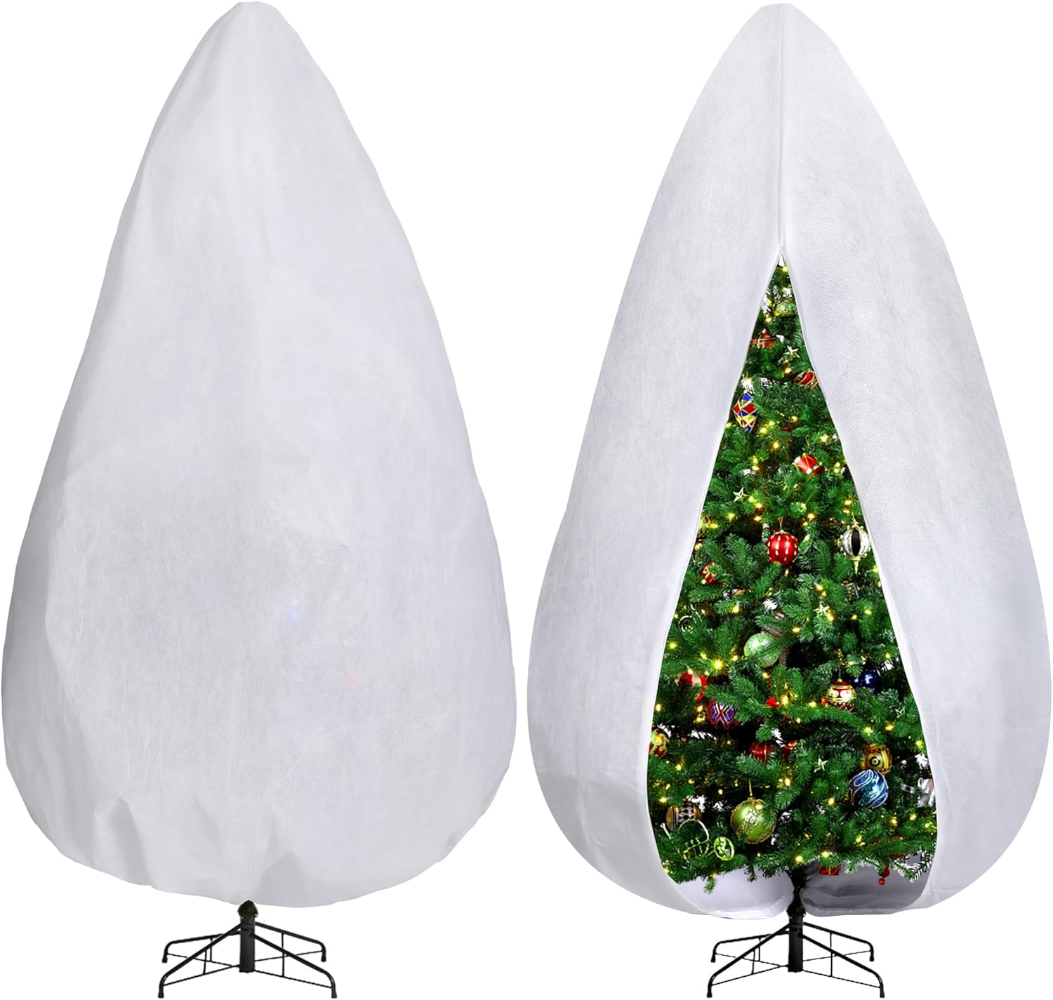 Holiday Décor Storage - moonoom 9 x 6FT Upright Christmas Tree Storage Bag - Adjustable Christmas Tree Storage Covers with Zipper Drawstring - Non-Woven Tree Dust Proof Bag,Stand Not Included