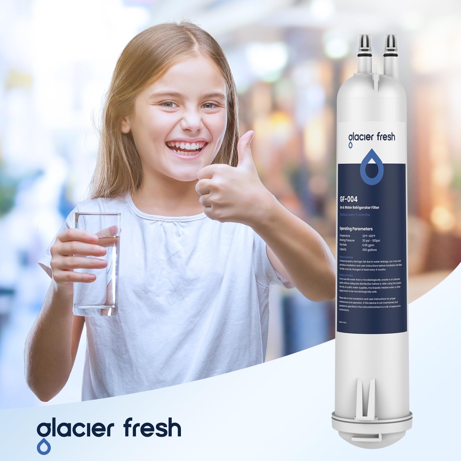 GLACIER FRESH EDR3RXD1 Compatible with 4396841 Refrigerator Water Filter, KAD3RXD1, WHR3RXD1, 4396841, 4396710, Filter 3, 46-9083,46-9030, 9030, 9083 Refrigerator Water Filter, 3 Pack