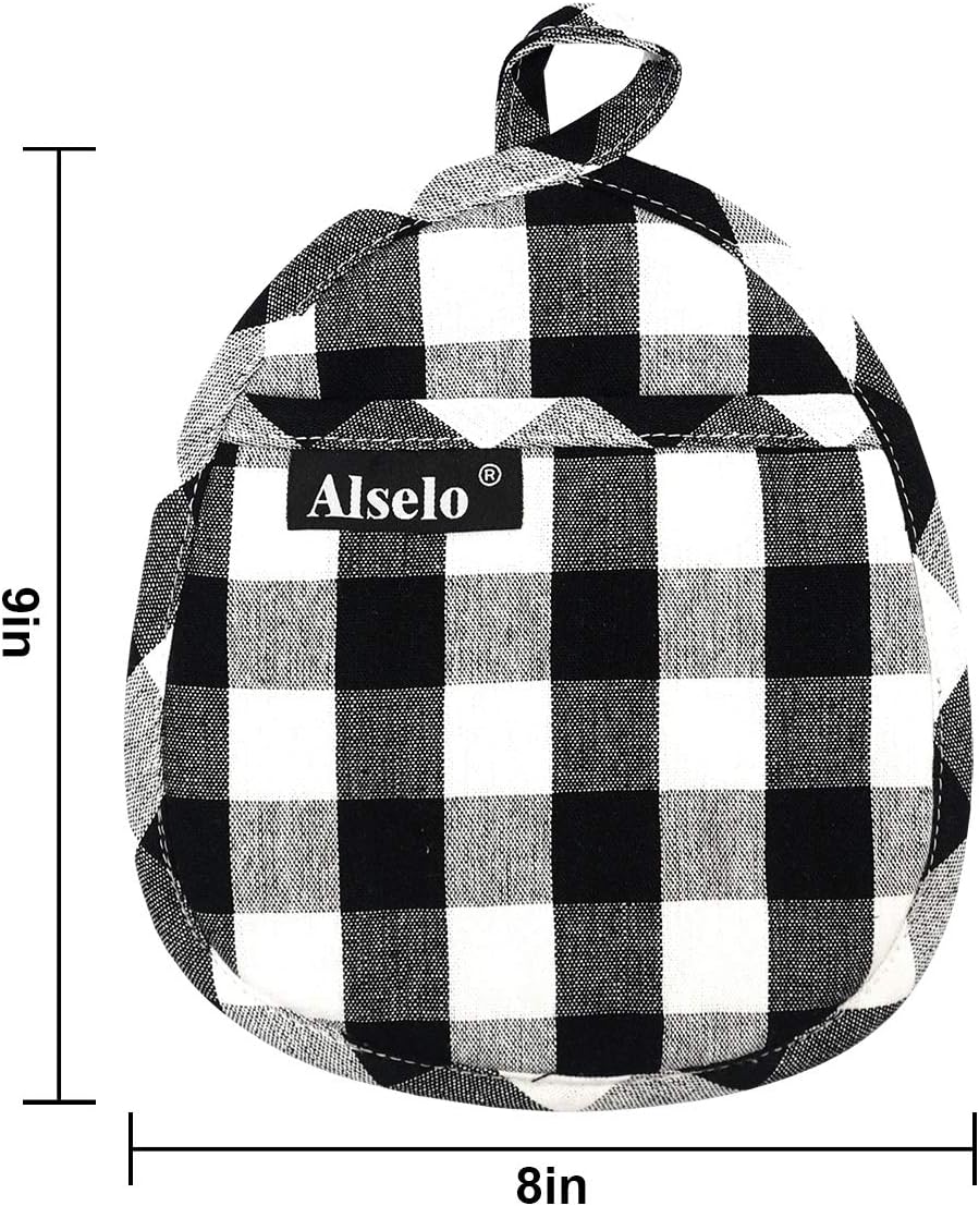 Alselo Pot Holder Set of 5 Heat Resistant Potholder, Professional Baking Food Safe Hot Pat Cotton with Silver-Plated for Kitchen Cooking Barbecue (Black/White, 5): Kitchen & Dining