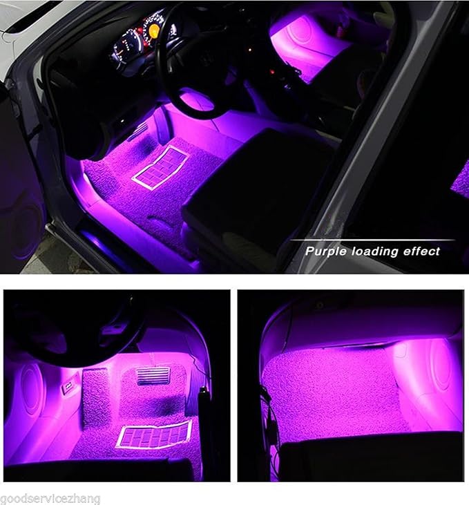 Amazon 車用ledストリップライト Ej S Super Car 4個 36個のled 車内用ライト ダッシュボード下照明 防水キット 車用車用ネオンライトストリップ Dc 12v ピンク ライト ランプ 車 バイク