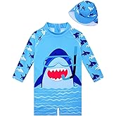 ADUKIDE Baby Boys Swimsuit Summer Beach Rash Guard Swimwear One Piece Sunsuit with Sun Hat 3-24 Months