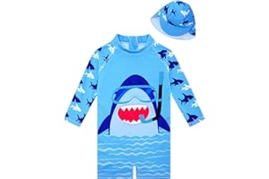 ADUKIDE Baby Boys Swimsuit Summer Beach Rash Guard Swimwear One Piece Sunsuit with Sun Hat 3-24 Months