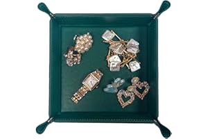 UnionBasic Valet Tray, Jewelry Tray for Rings Watches Earrings, Entryway Catchall Caddy for Coins Keys Change, Nightstand Organizer Bedside Valet Holder, Trays for Electronic Gadgets, Vintage Green