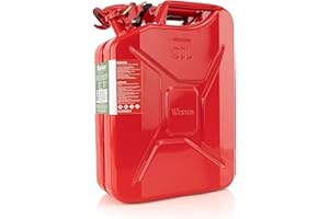 Wavian USA Authentic NATO Jerry Can and Spout System - Rust-Proof, EPA & CARB Compliant, Red, 20 Litre, Wavian 5 Gallon Gas Cans for Gasoline