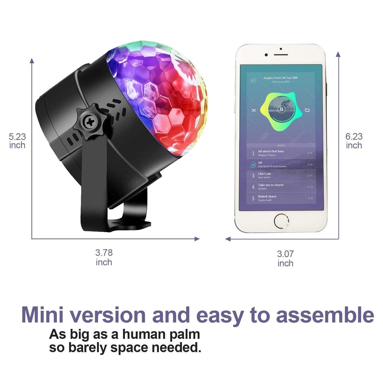 ZCPlus Crystal Ball Party Lights Disco Light Sound Activated LED Night Light RGB Strobe Lights for Kid KTV Wedding Club Pub Disco DJ Lighting ...