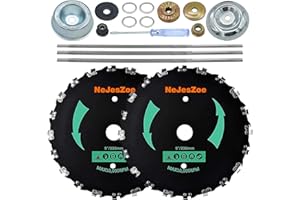 NeJesZoe 2-Set 9” x 20T Chainsaw Tooth Brush Cutter Blades Weed Eater Saw Blade with Universal Adapter Kits, 3 Assorted Round Files, 4 Washers for Brush Cutters, String Trimmers, and Weed Wreckers